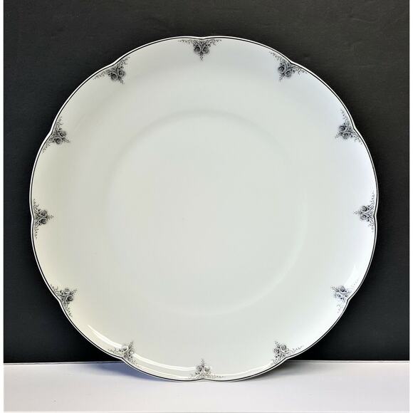 Set/3 Block China Chambord Limoges 10-3/8" Dinner Plates Gray/Black on White - Picture 1 of 5